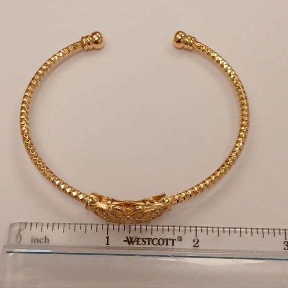 Nwot 18k Yellow Gold Filled Butterfly Adjustable Bangle Bracelet Goldoro - Picture 9 of 10